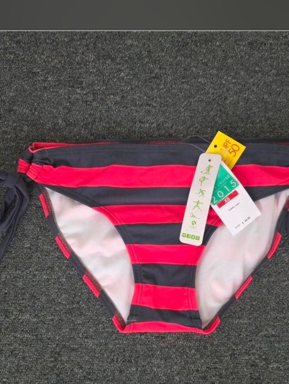 next Bikini Bottoms Striped Side Tie Pink Size XS - Picture 10 of 10